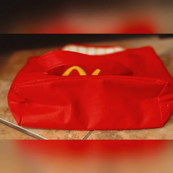McDonald's 2013 Promo French Fry Tote Bag Red Canvas Tote Bag Striped Vinyl - Picture 5 of 8